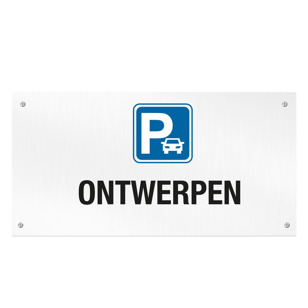 Parkeerbord Dibond wit 50x25 cm