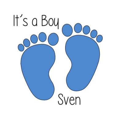 Geboortesticker It's a boy met voetjes I Babynaam jongen