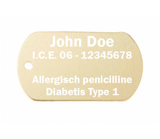 SOS penning ID label goud allergisch penicilline  en diabetes