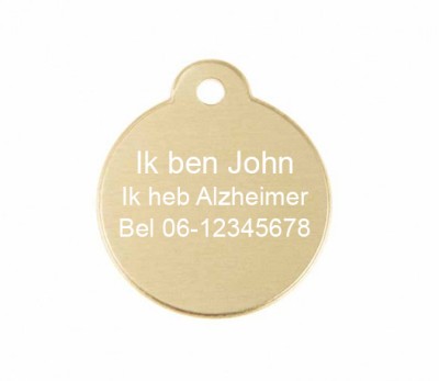 SOS penning rondje met lus goud alzheimer